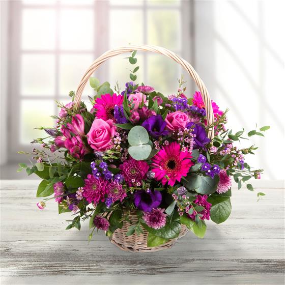 Purple & Pink Basket Arrangement